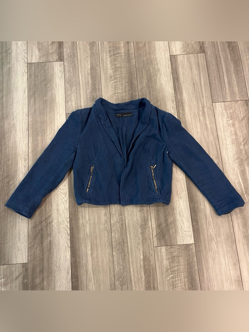 Zara Basic Women's Navy Blue Cropped Jacket